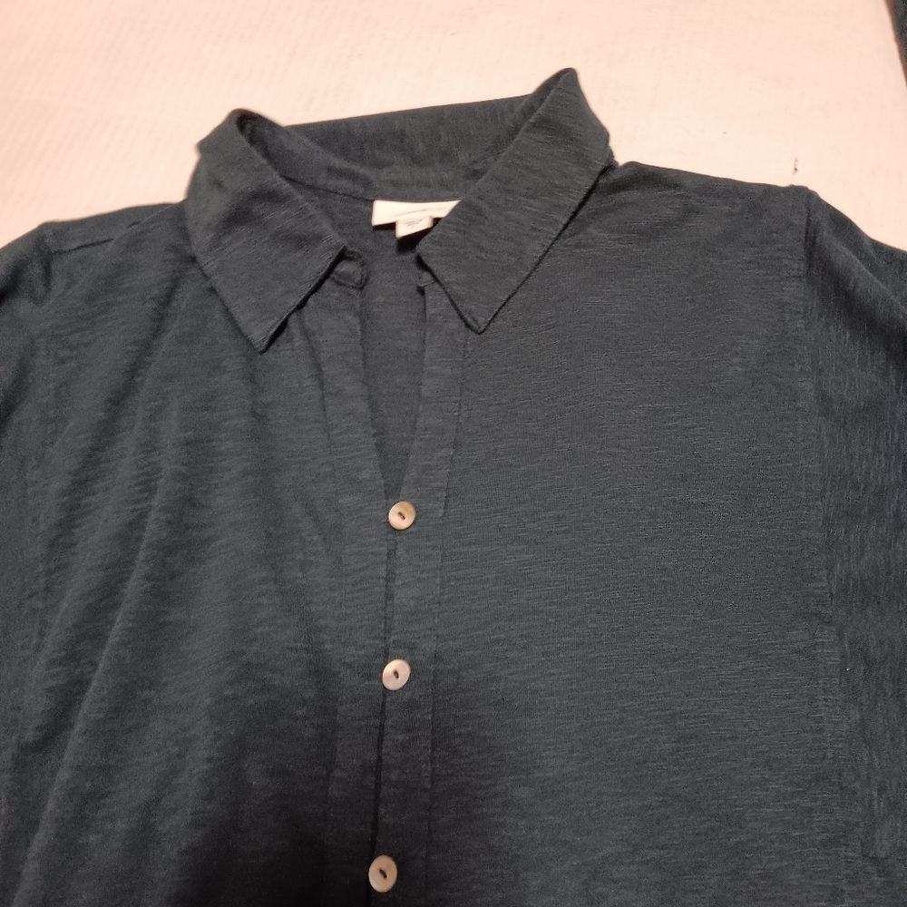 J. JILL cotton Tencel stretch long sleeve pullover shirt, L - Picture 8 of 12
